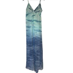 Gypsy 05 Silk Blue Gradient Babydoll Maxi Dress Small